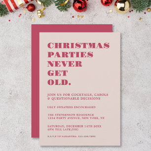 Invitation Fêtes de Noël drôles n'ont jamais vieilli rose