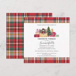 Invitation Fêtes de Noël Favoris Choses Rustiques Plaid