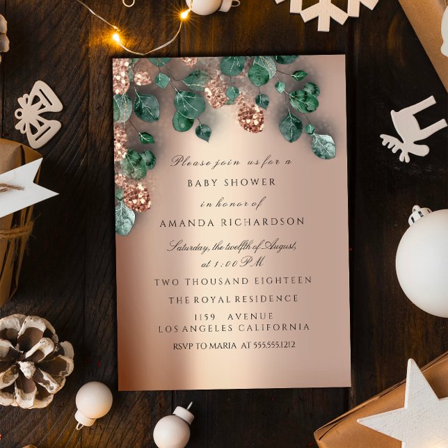 Invitation Fêtes de Noël Nouvel An Fête Rose Pine (Christmas Holidays New Year Party Rose Pine Invitation)