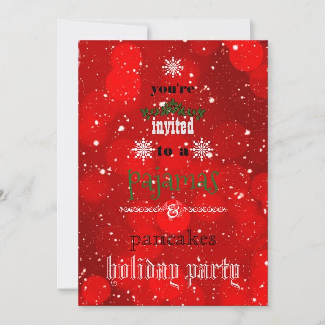 Invitation Fêtes de Noël Pajamas et Pancakes (Devant)