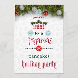 Invitation Fêtes de Noël Pajamas et Pancakes