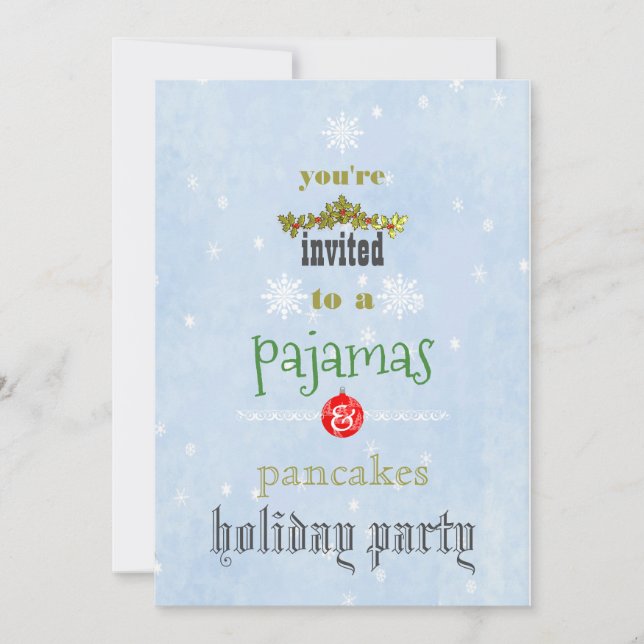Invitation Fêtes de Noël Pyjamas & Pancakes Fête de famille (Devant)