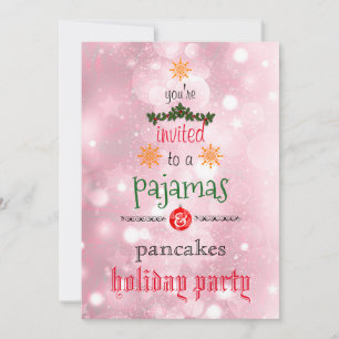 Invitation Fêtes de Noël Pyjamas & Pancakes Fête de famille