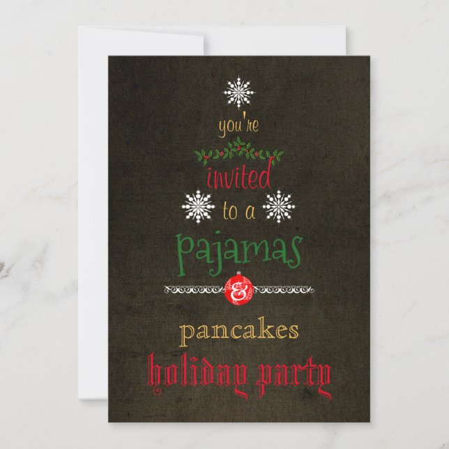 Invitation Fêtes de Noël Pyjamas & Pancakes Fête de famille (Devant)