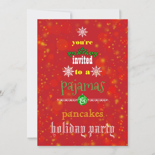 Invitation Fêtes de Noël Pyjamas & Pancakes Fête de famille (Devant)