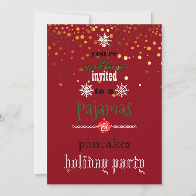 Invitation Fêtes de Noël Pyjamas & Pancakes Fête de famille (Devant)