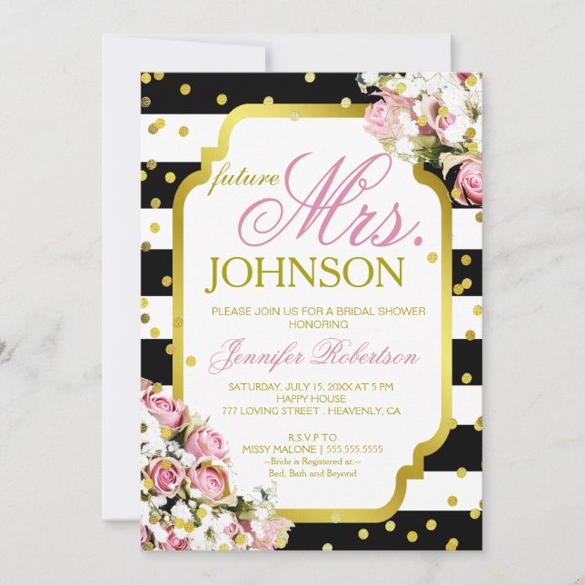 Invitation Fêtes des mariées Roses et Confetti (Devant)