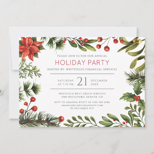 Invitation Fêtes Red Berries Corporate Christmas Party (Devant)