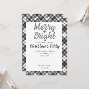 Invitation Fêtes tartan Noël Party Joyeux Bright