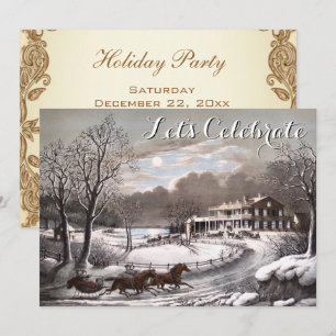 Invitation Fêtes Vintages fêtes de Noël