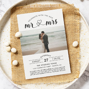 Invitation Fêtez Avec Le Nouveau Mariage Photo Mr & Mrs