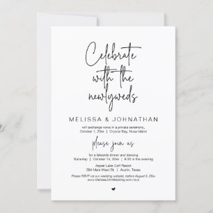 Invitation Fêtez avec les jeunes mariés, Mariage Elopement