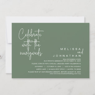 Invitation Fêtez avec les jeunes mariés, Mariage Elopement In