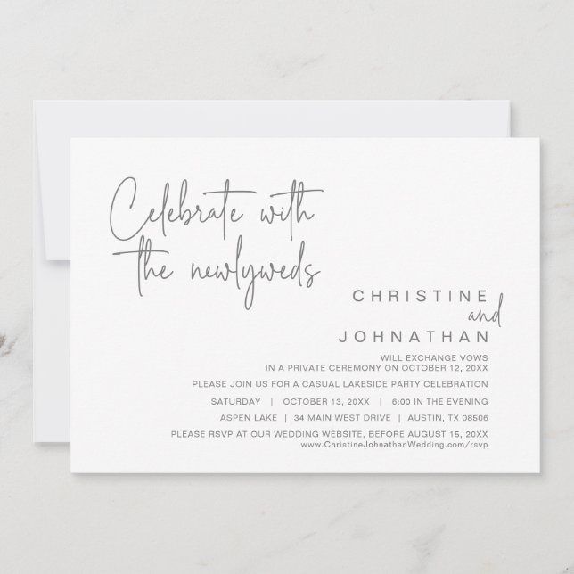 Invitation Fêtez avec les jeunes mariés, Mariage Elopement In (Devant)