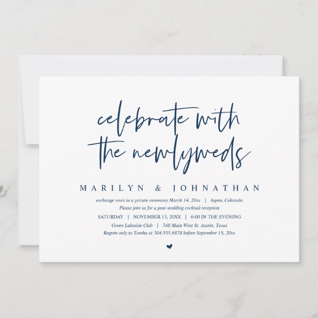 Invitation Fêtez avec les jeunes mariés, Mariage Elopement In (Devant)
