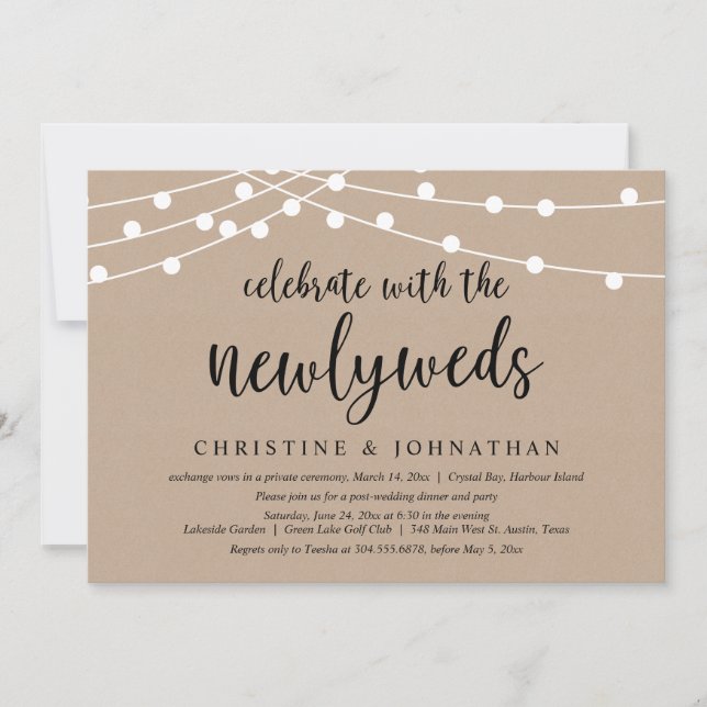 Invitation Fêtez avec les jeunes mariés, Mariage Elopement In (Devant)
