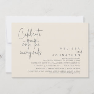 Invitation Fêtez avec les jeunes mariés, Mariage Elopement In