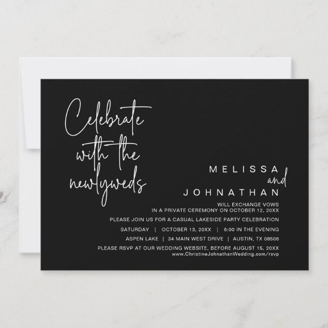 Invitation Fêtez avec les jeunes mariés, Mariage Elopement In (Devant)