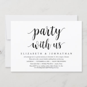 Invitation Fêtez avec nous, dîner de mariage en fuite dansant