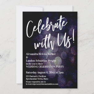 Invitation Fêtez Avec Nous ! Écriture manuscrite Grunge Bokeh