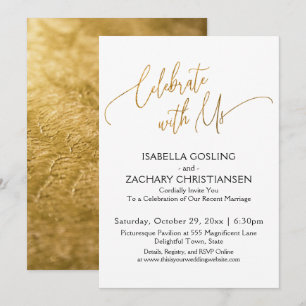 Invitation Fêtez avec nous Elegant Gold Handwriting Party