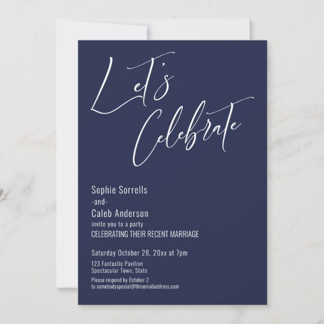 Invitation Fêtez avec nous ! Fête de mariage bleu de la marin (Devant)