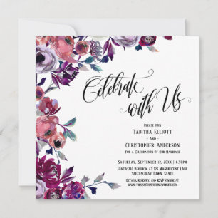 Invitation Fêtez avec nous Flourish Script Bold Fleurs