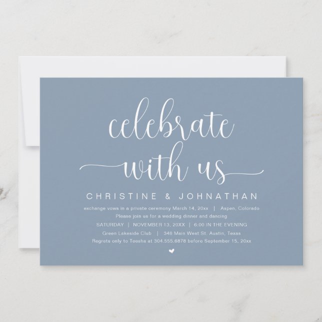 Invitation Fêtez avec nous, Mariage Elopement Dinner Party (Devant)