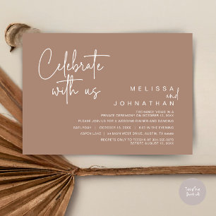 Invitation Fêtez avec nous, Mariage Elopement Dinner Party