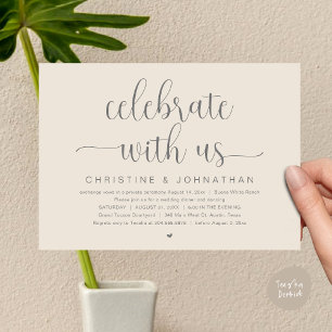 Invitation Fêtez avec nous, Mariage Elopement Dinner Party