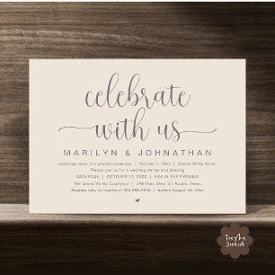 Invitation Fêtez avec nous, Mariage Elopement Dinner Party