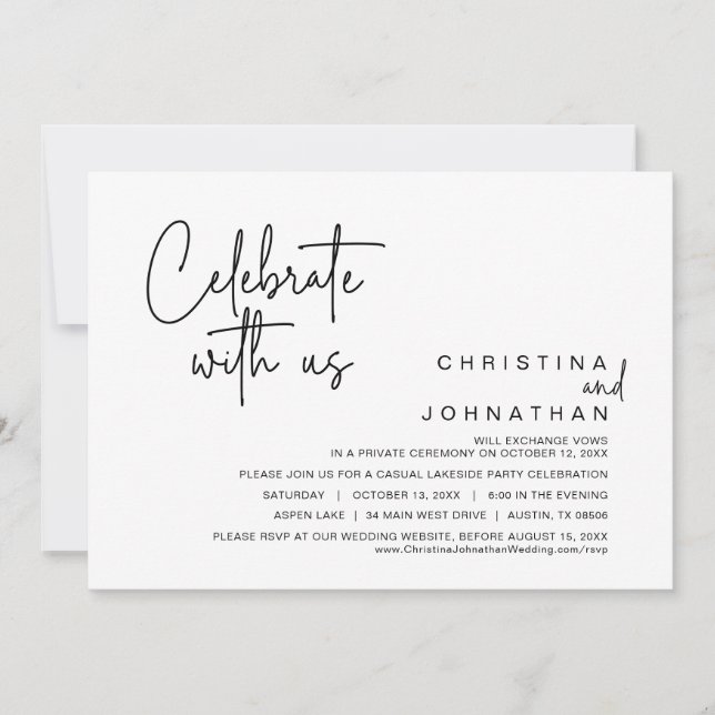 Invitation Fêtez avec nous, Mariage Elopement Party (Devant)