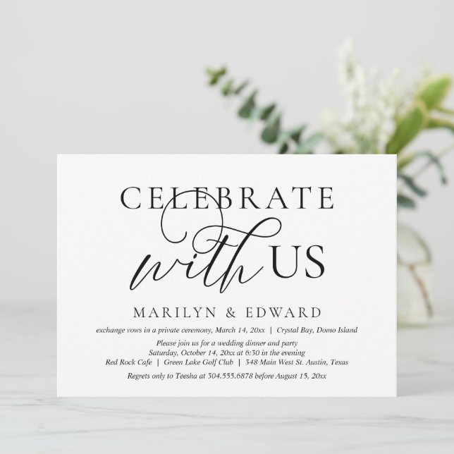 Invitation Fêtez avec nous, Mariage Elopement Party (Debout devant)