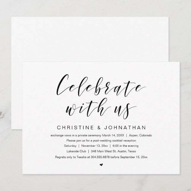 Invitation Fêtez avec nous, Mariage Elopement Party (Devant / Derrière)
