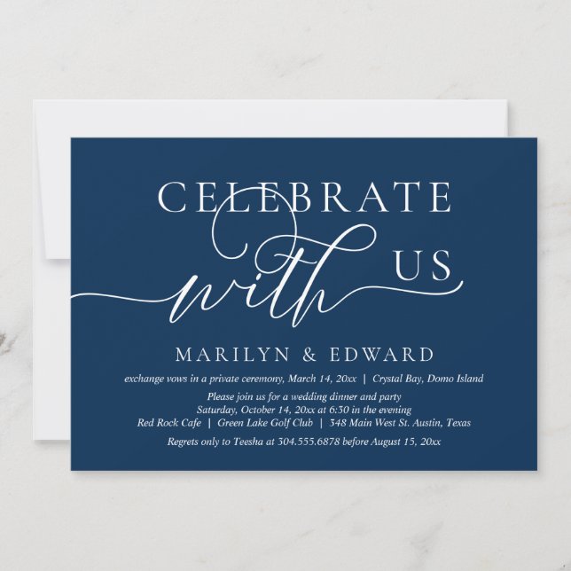 Invitation Fêtez avec nous, Mariage Elopement Party (Devant)