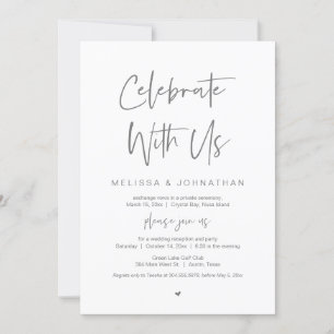 Invitation Fêtez avec nous, Mariage Elopement Party, Grey