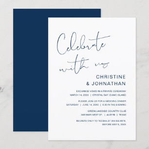 Invitation Fêtez avec nous, Mariage moderne Elopement Invita