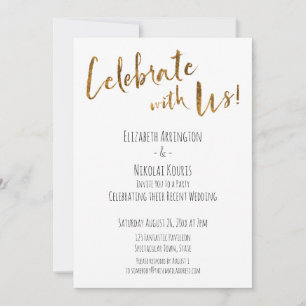 Invitation Fêtez Avec Nous ! Réception décontractée Gold Scri