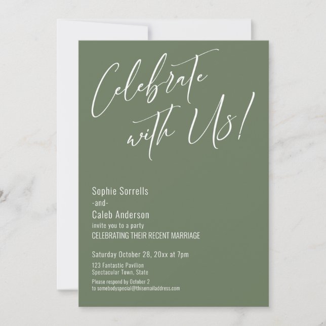 Invitation Fêtez avec nous ! Réception Olive Moderne Et Éléga (Devant)