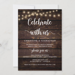 Invitation Fêtez avec nous, Rustic Elopement Party Invitati