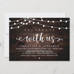 Invitation Fêtez avec nous Rustic Farm Mariage String Light