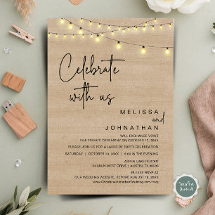 Invitation Fêtez Avec Nous, Rustique Mariage Elopement Party