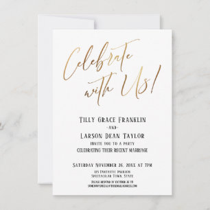Invitation Fêtez avec nous ! Soirée de mariage Gold Elegant