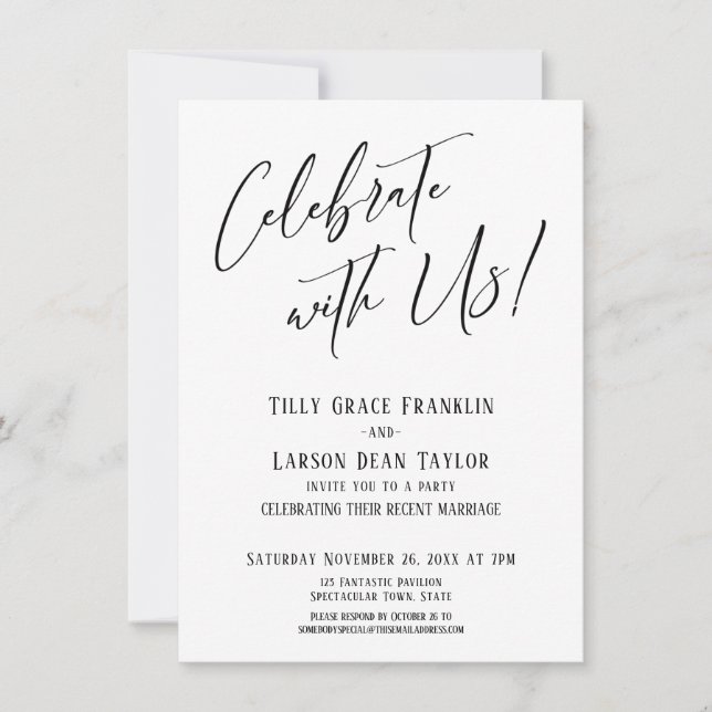 Invitation Fêtez avec nous ! Soirée de mariage moderne et élé (Devant)