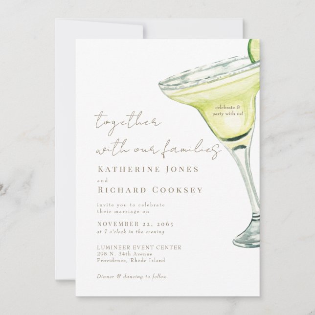 Invitation Fêtez et fêtez avec nous Margarita Mariage (Devant)