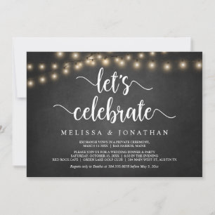 Invitation Fêtons, Bois rustique, Elopement Mariage I