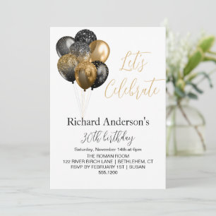 Invitation Fêtons Faux Gold 30TH Men Birthday Party