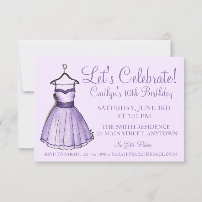 Invitation Fêtons la fête d'anniversaire de la robe de bal vi (Devant)