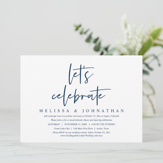 Invitation Fêtons la fête de l'Elopement Mariage Décontracté  (Debout devant)