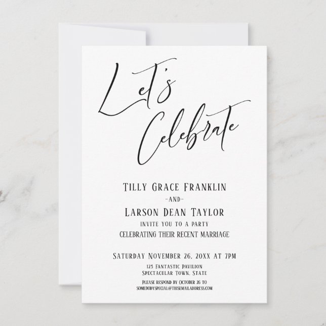 Invitation Fêtons la fête de mariage moderne et élégante (Devant)